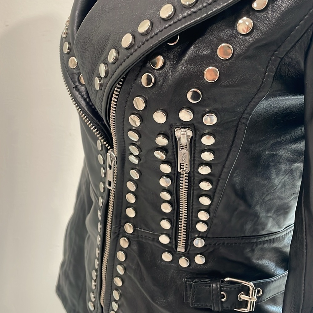GatsbyLady London Limited Edition Black 100% Lambs Leather Moto Jacket size 2 - Picture 5 of 11